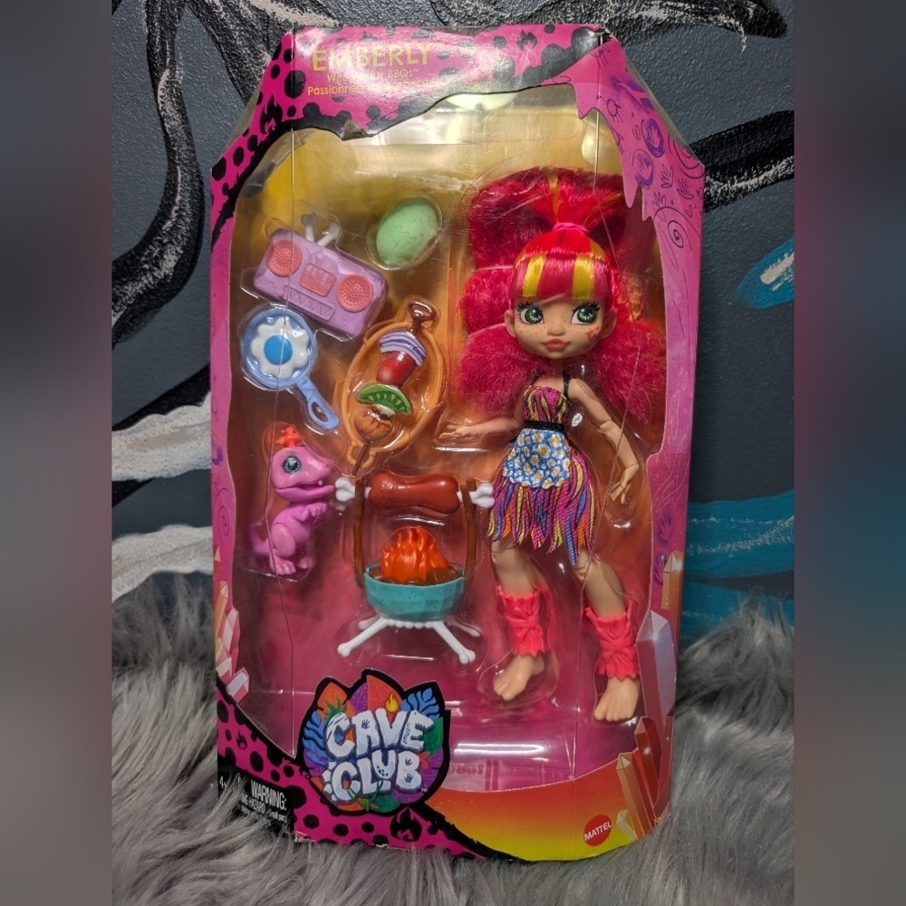 Cave Club Doll Emberly with BBQ Adventure Playset